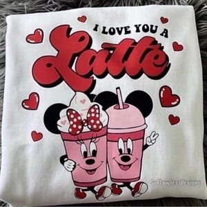 Mickey and Minnie Mouse Latte Coffee Valentine Sweatshirt
